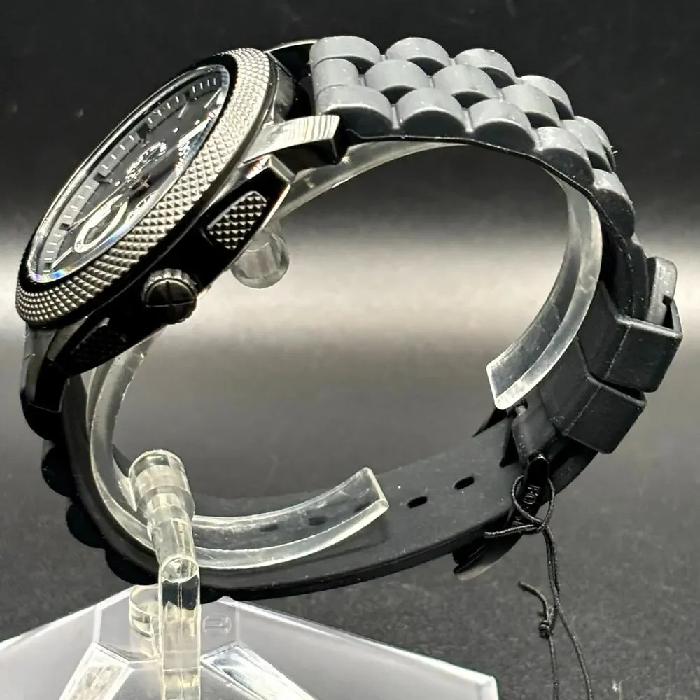 Fossil FS4487 Men's Machine Chronograph Black Silicone Strap Watch NIBWT